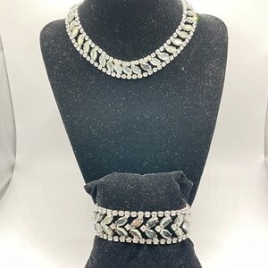Kramer of NY Vintage Smoky Rhinestone Necklace Bracelet Set